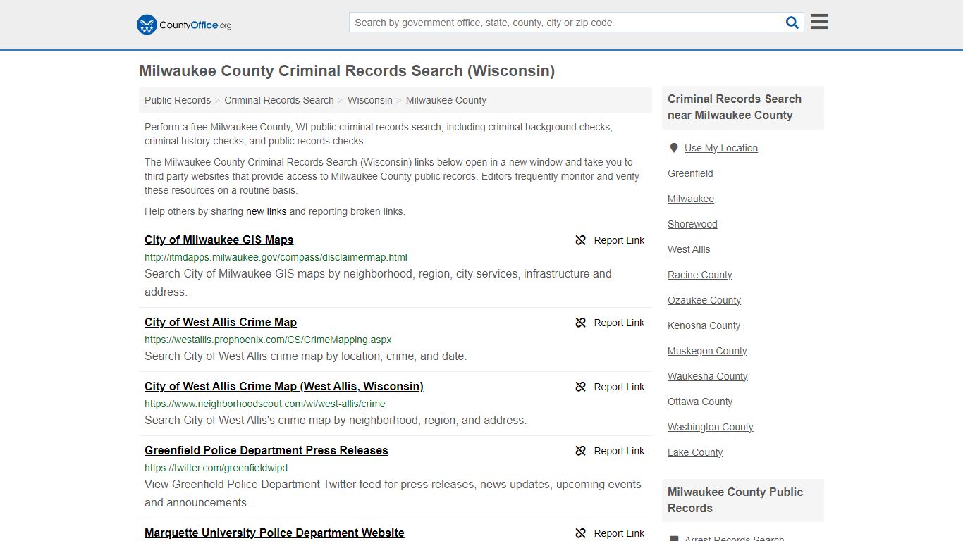 Milwaukee County Criminal Records Search (Wisconsin) - County Office